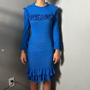 Bebe Knit Dress Ruffle Chest and Hem size Small